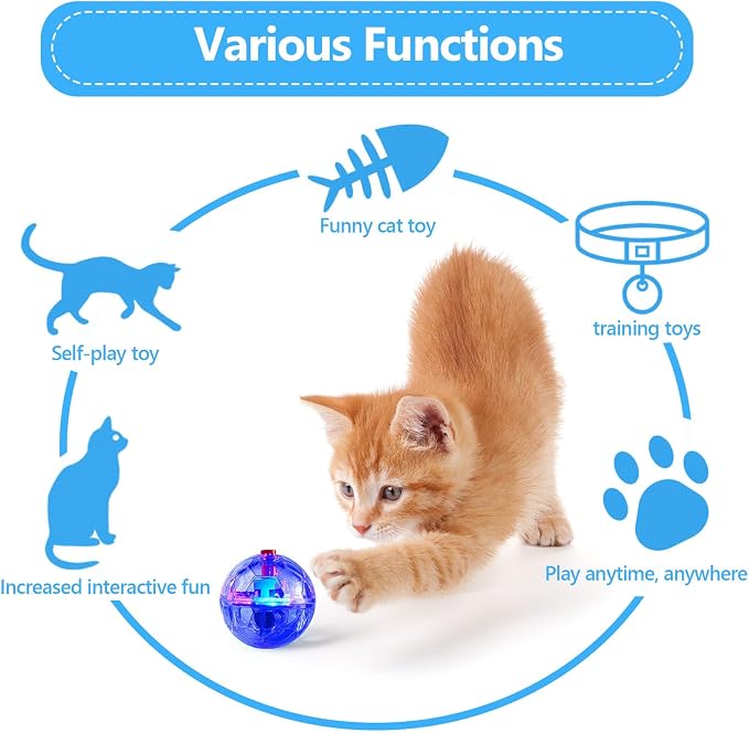 Frienda 4 Pcs Light up Cat Ball LED Motion Ghost Hunting Cat Ball(Clear) | Interactive LED Toy for Cats, Glowing Exercise with Motion Activated, Ghost Hunting Pet Indoor Play, Mini Running Ball