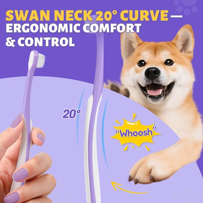 Tiny Dog Toothbrush for Small Dogs + 6% nHA Pet Dual-Enzymatic Toothpaste