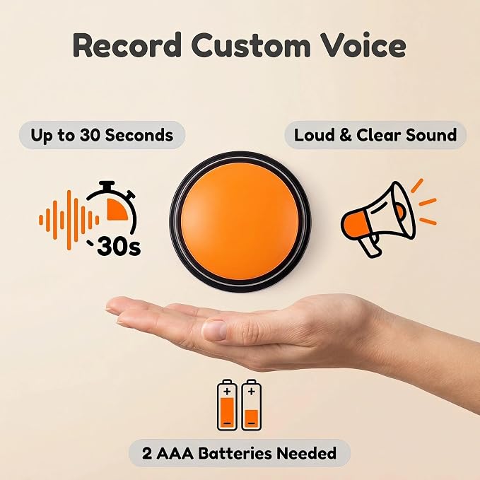 Voice Recording Button, 8 Color, 8 Pack