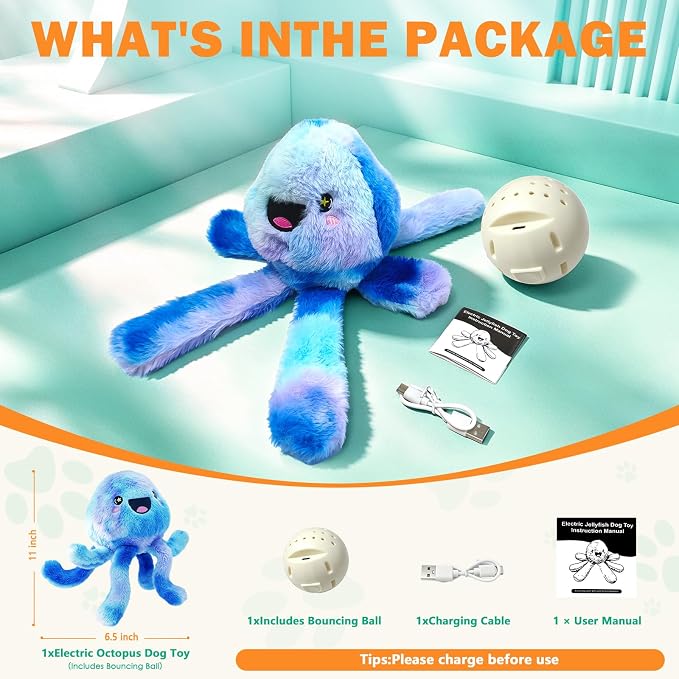 Fuufome Interactive Automatic Jumping Dog Toy for Small, Medium & Breeds to Keep Them Busy | Tug of War, Squeaky Moving, Motion-Activated Design, Not for Aggressive Chewers