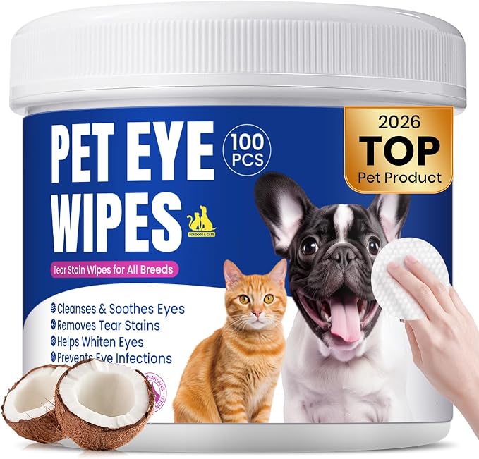 Dog Eye Wipes, Tear Stain Remover, Coconut, 100 Ct