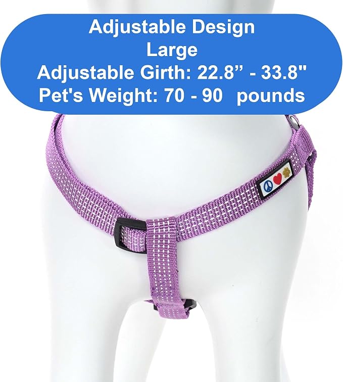 Pawtitas Reflective Step-in Dog Harness – Adjustable No-Pull Vest for Puppies to Seniors, Safe & Comfortable, L Orchid