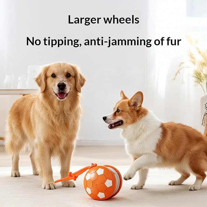 Interactive Dog Toys Dog Ball,Automatic Rolling and Bouncing Moving Dog Toy | Dog Soccer Ball,Squeaky Rolling Balls with Flashing Light,USB Rechargeable Chew Toys for Dogs, Pet Ball to Keep Them Busy