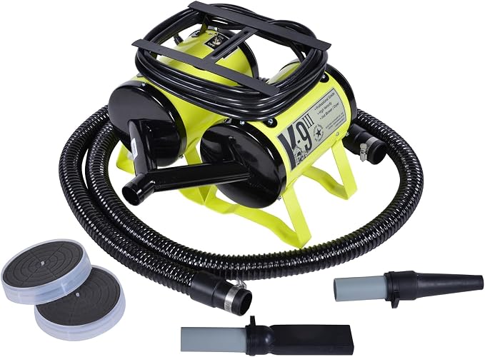 Electric Cleaner Company K9 III Dog Blow Dryer - High Power Grooming Dryer, Heavy Duty, 10' Hose, Deshedding, Yellow