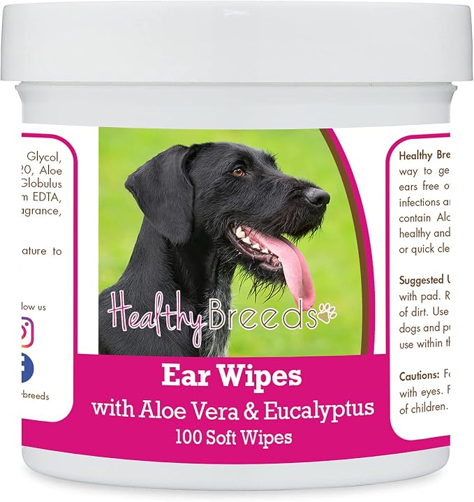 Healthy Breeds German Wirehaired Pointer Ear Cleaning Wipes with Aloe & Eucalyptus for Dogs 100 Count