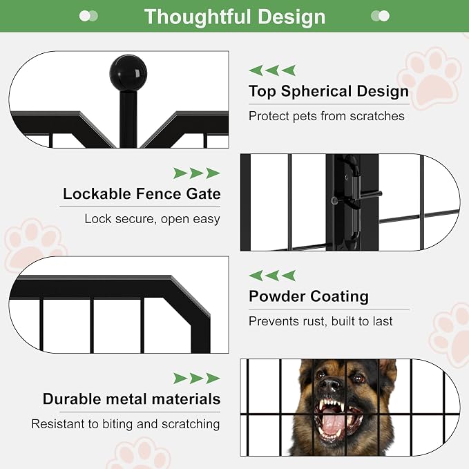 Dog Playpen for Puppies, 24in 8 Panels, Black