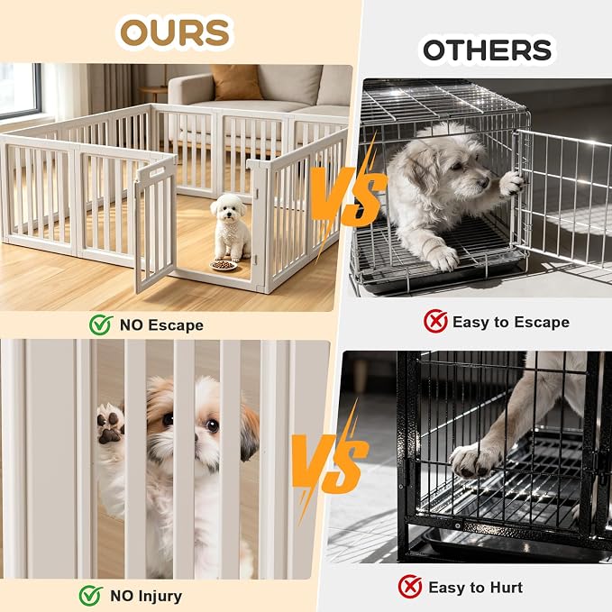 Dog Playpen, Clear Dog Pen, Dog Pen Indoor, Easy to Install and Remove Dog Play Pen, Puppy Playpen Suitable for Dogs, Cats,Dog Playpen Indoor (White, 23.6 inch Height, 12 Panels)