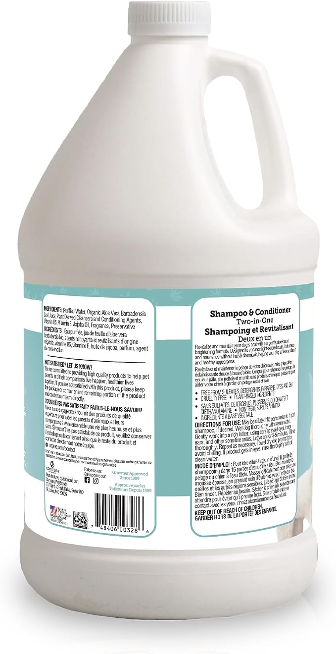 Espree Bright White Dog Shampoo & Conditioner, Dog Coat Whitening, Gallon | Professional Dog Grooming, Dog Whitening Shampoo, Dog Grooming Supplies, Stain Removing, Brightening Shampoo, Pet Shampoo