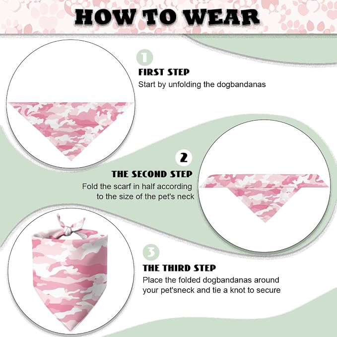 Jeiento Pink Camo Bandanas for Dogs Bandana Washable Puppy Bandana Triangle Dog Bibs Pet, Small, Medium, Large, Small, Pink