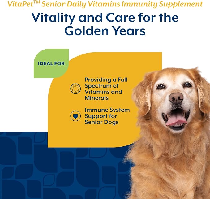 NaturVet VitaPet Senior Daily Vitamin Dog Supplements - 60 Ct | Soft Chews, Made in The USA with Globally Source Ingredients