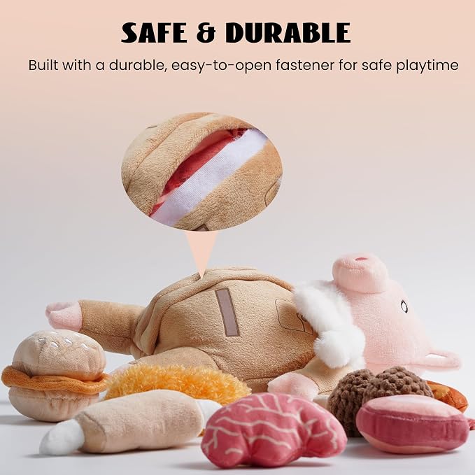 Nocciola Stuffed Pig Dog Toys: Hide and Seek Funny Squeaky Crinkle Plush Dog Chew Toys for Small Medium Breed, Cognitive Training Pet Enrichment Gifts Supplies