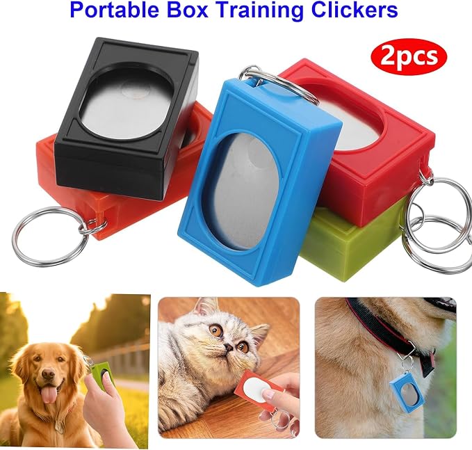 Portable Square Box Training Clicker, 2 Pcs, Blue & White