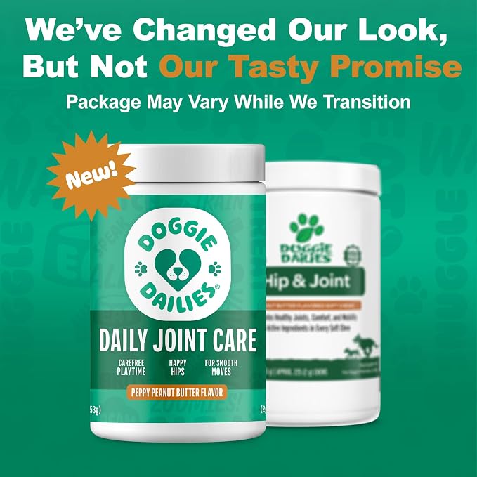 Doggie Dailies Hip & Joint Chews for Dogs, Peanut Butter Flavor, 225 Count