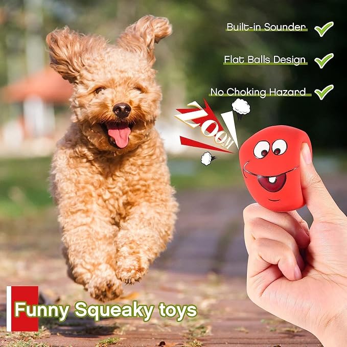 Squeaky Dog Toys Latex Rubber Soft Dog Squeaky Toys Squeaky Chewing Teething Fetching Dog Balls Puppy Toys Gifts for Pets Medium Small Dogs 6Pcs/Set