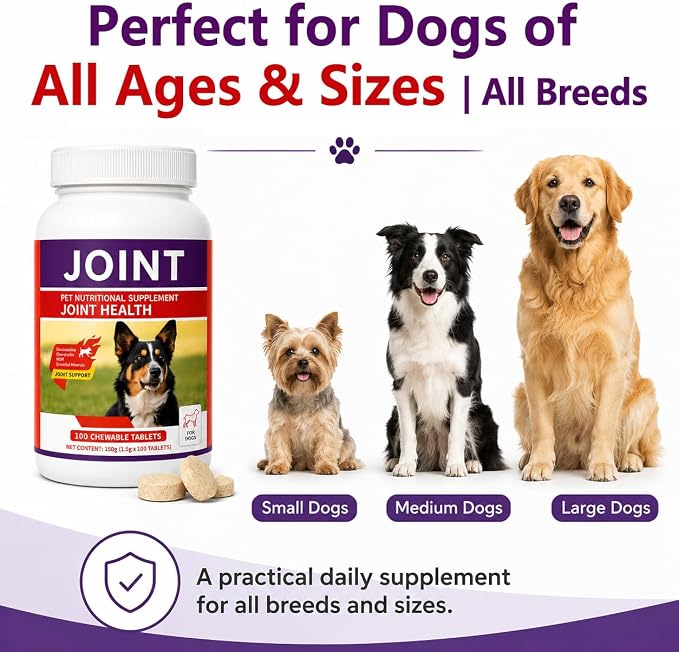 Dog Hip & Joint Supplement with Glucosamine, Chondroitin & MSM, 100 Count