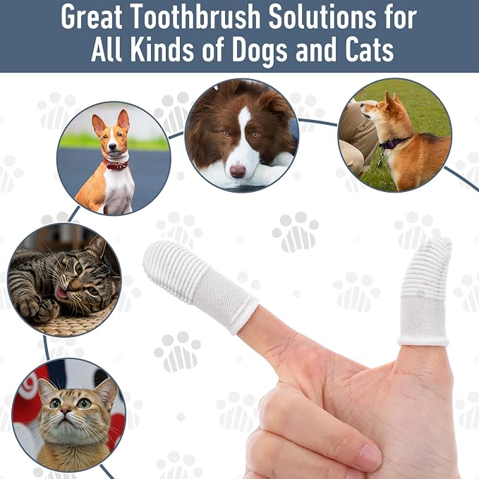 Kifmurase 200Pcs Dog Toothbrush, Soft Fabric Dog Finger Toothbrush, Tooth Brushing Kit for Dogs & Cats, Washable Pet Tooth Brushing Set, Finger Brush for Dogs Teeth Cleaning& Dental Care