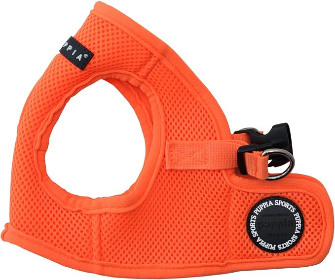 Puppia Neon Soft Vest Harness Step-in No Choke No Pull Walking Training for Small and Medium Dog, Orange, Medium