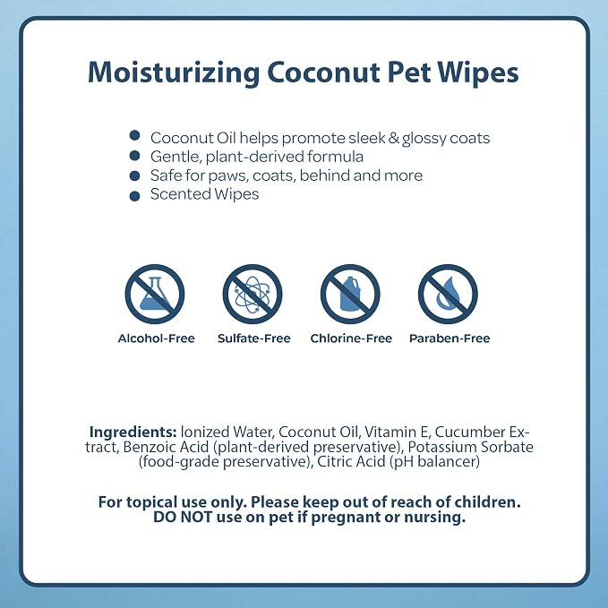 Best Pet Supplies Coconut-Scented Grooming Wipes, 100 Count