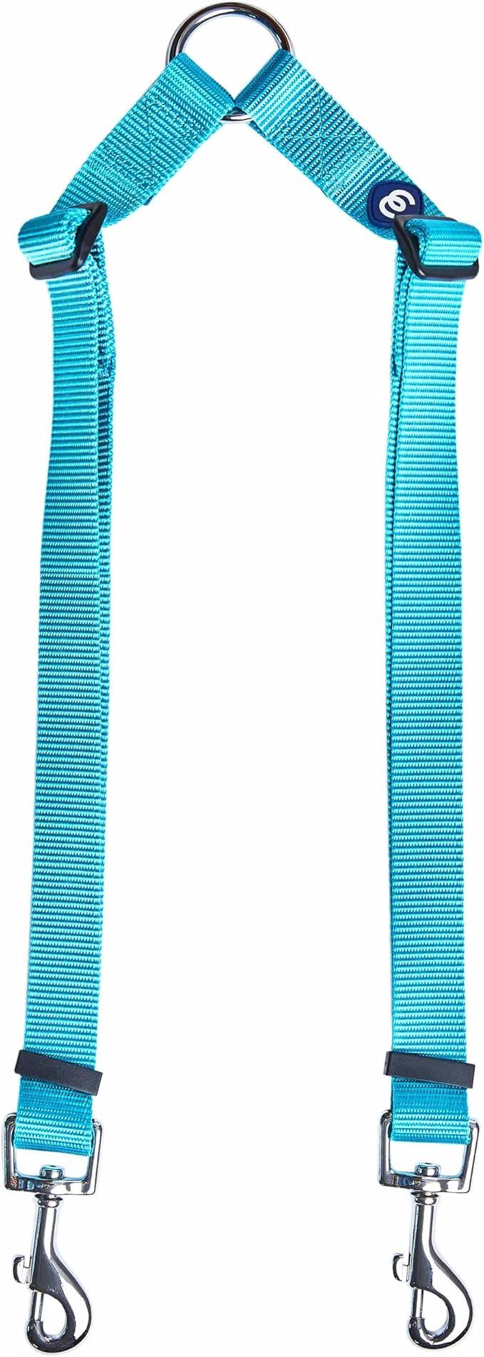 Blueberry Pet Essentials Durable Classic Double Dog Leash Coupler, Turquoise, Medium/Large, Dual Walking & Training Leashes for Two Dogs