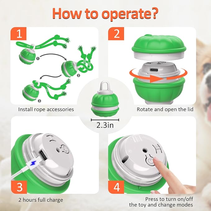 Interactive Dog Toys Rolling Ball for Puppy,Peppy Pet Ball for Dogs, | Motion Activate,Automatic Moving Dog Toy,USB Rechargeable Toy for Small Dogs