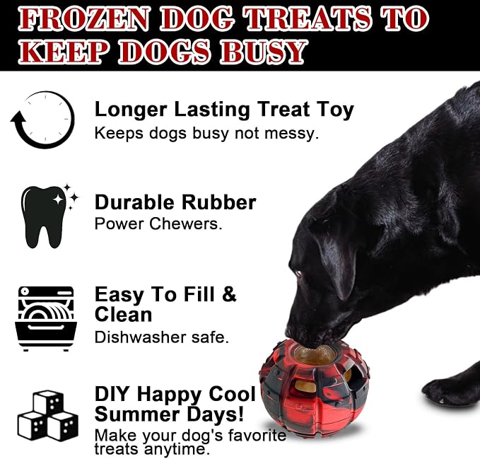 Yipetor Interactive Dog Chew Toy, Large Enrichment Frozen Treat Lick Ball | Durable Rubber, 3in1 Functional, Treat Fillable, IQ Puzzle, Separation Anxiety, Licking Clam, Dishwasher Safe, Slow Feeder