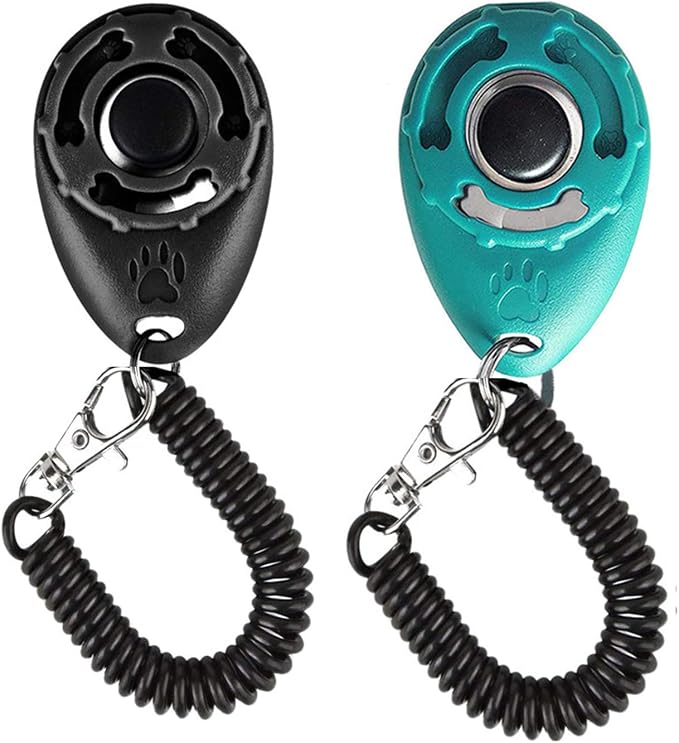Dog Training Clicker with Wrist Strap, 2 Pack, Black & New Blue