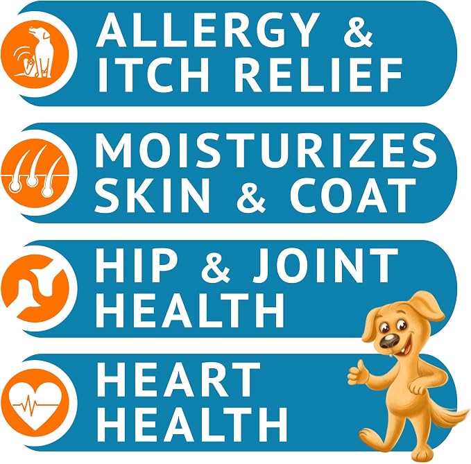 Omega 3 Fish Oil for Dogs - Skin & Coat Support, Itch & Allergy Relief