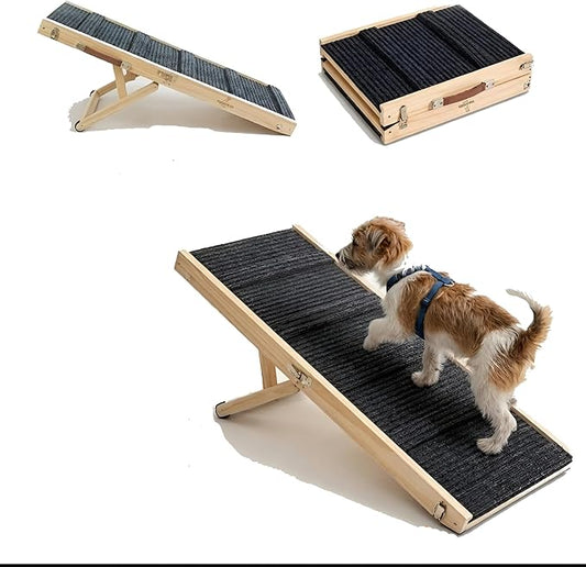 2026 Upgraded Adjustable Dog Ramp for Bed & Couch - Foldable Portable Pet Ramp for Car, Heavy-Duty (Supports Up to 60 lb) Pet Steps with Non-Slip Surface