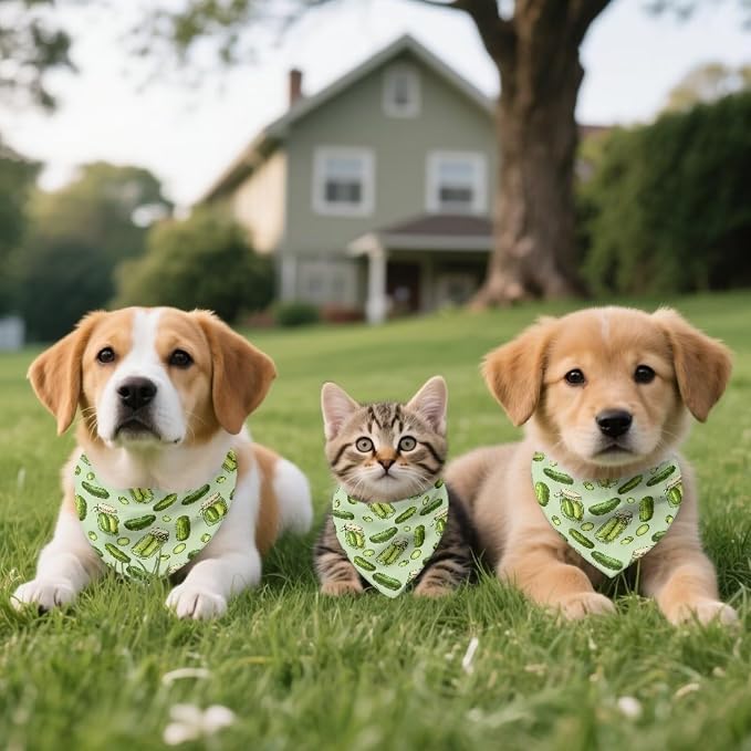 Forchrinse Cucumber Dog Bandana Pet Triangle Scarf Accessories Puppy Kerchief Polyester Dog Scarf Bib, One Size, Medium, Polyester, Cucumber