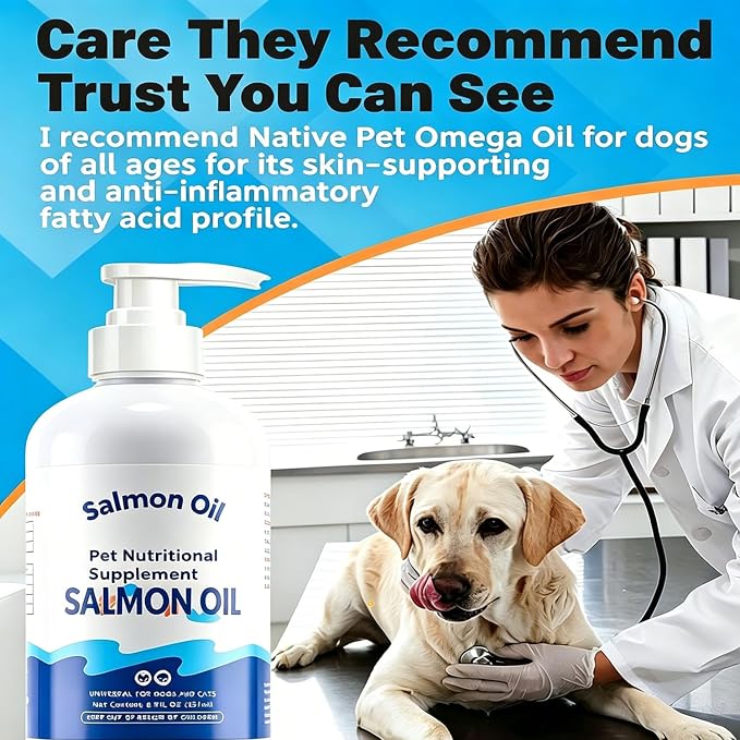 Salmon Oil Supplement for Dogs and Cats, Omega 3 Fish Oil Supports Skin, Coat & Joint Health, 8.5 fl oz