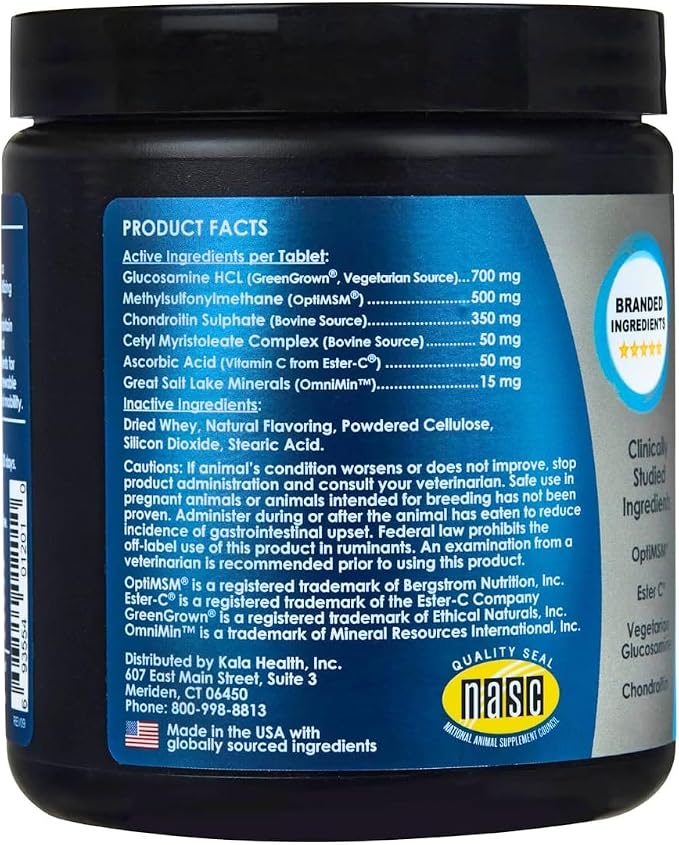 KALA HEALTH PeakTails Vet-Formulated Hip & Joint Plus for Dogs, 90 Count