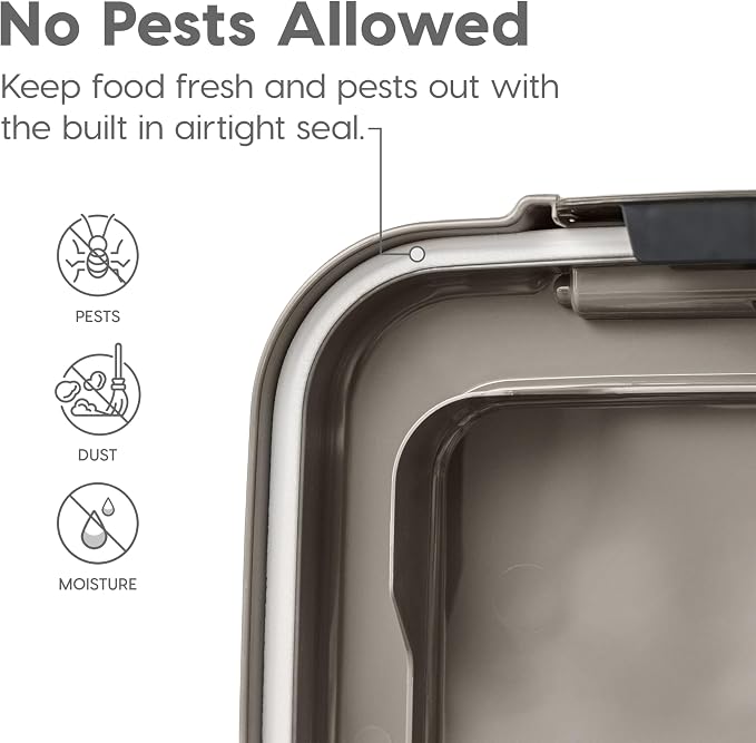 IRIS USA Airtight Dog Food Storage Container Combo, 30 lb, Chrome