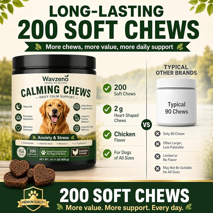 Dog Calming Chews for Dogs 200 Ct, Melatonin, 200-Pack, 200 Ct