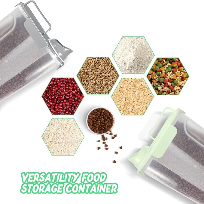 LEAWALK Cat Dog Food Storage Container Upgraded Large Nozzle, 2-Pack, Large, Gray