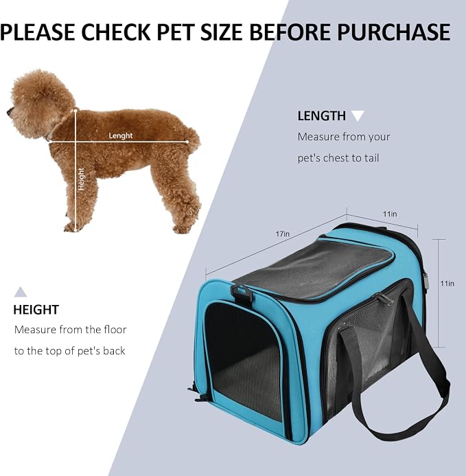 Henkelion Pet Carrier, Small/Medium Up to 15 lbs, Airline Approved, Blue
