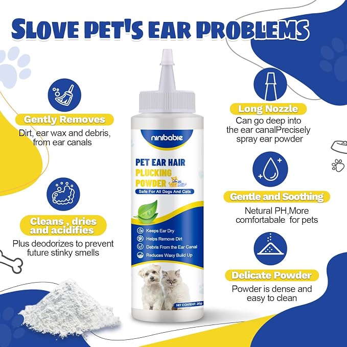 Updated Dog Ear Powder for Hair Removal with 5.5 Inch Hemostat
