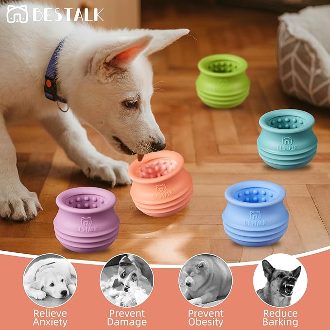 Dog Enrichment Treat Toy, Long-Lasting Wobbly Interactive Freeze Lick Toys for Dogs, Stuffable Puzzle Feeder Toy for Boredom, Silicone Treat Dispensing Chew Toy (Pastel Orange,L)