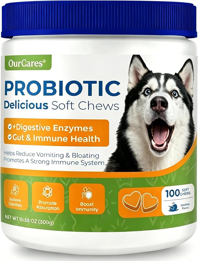 Probiotics for Dogs, Digestive Chews, Pumpkin & Enzymes, 100 Count