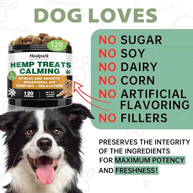 Hemp Calming Chews for Dogs with Anxiety and Stress, Valerian