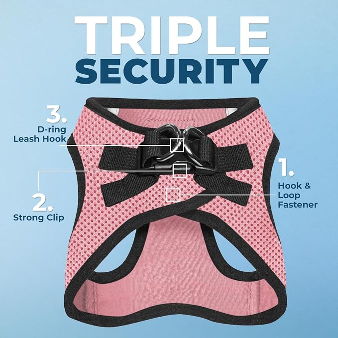 Voyager Step-in Air Dog Vest Harness - Pink/Black Trim, Medium | 16 - 18" in Chest, Reflective Bands, All Weather Breathable Air Mesh, Cats Compatible, Lightweight, Fast Drying