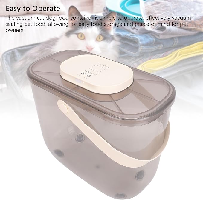 Diydeg 13L Vacuum Dog Cat Food Storage Container, Rechargeable Airtight Sealed Dry Pet Food Bucket, Vacuum Sealed Storage Bin with Scoop Dampproof Retain Freshness for Dog Cat