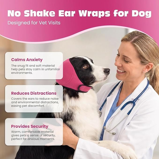 2PCS No Flap Ear Wraps for Dogs, Dog Ear Muffs Noise Protection, Adjustable Calming Dog Ear Protection
