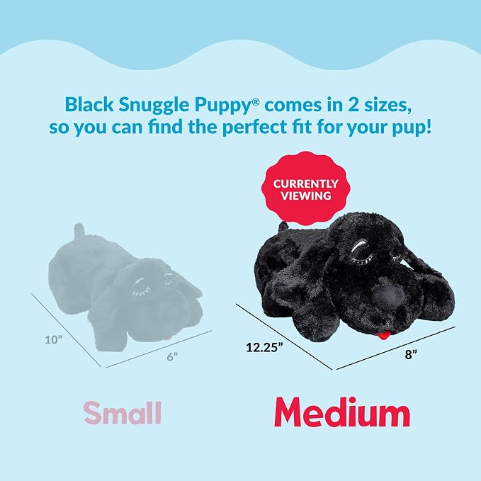 Snuggle Puppy Heartbeat Dog Toy for Puppies, Real-Feel Heartbeat, Calming Sleep Aid and Crate Training Comfort Toy with Heat Pack, Black Plush Design | Calming heartbeat toy, crate training comfort, heat pack, new puppy essentials, first nights, sleep,...