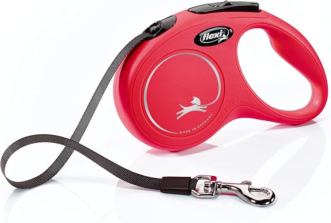 FLEXI® Classic Tape Retractable Dog Leash, Small, 16 ft - Red | German engineered, original flexi leash, durable quality for dogs up to 33 lbs, tangle-free, walking, reliable brake system