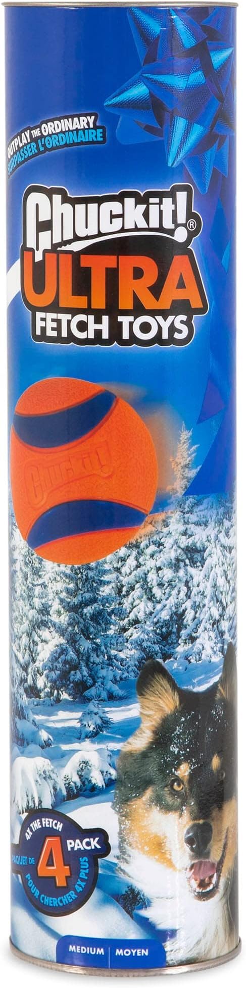 Chuckit! Ultra Rubber Dog Balls 4 Pack | Dog Balls Indestructible Dog Toys Indestructible Dog Ball Compatible with Chuck It Dog Ball Launcher 18M Tennis Ball Launcher | Dog Toy Balls for Dogs Medium