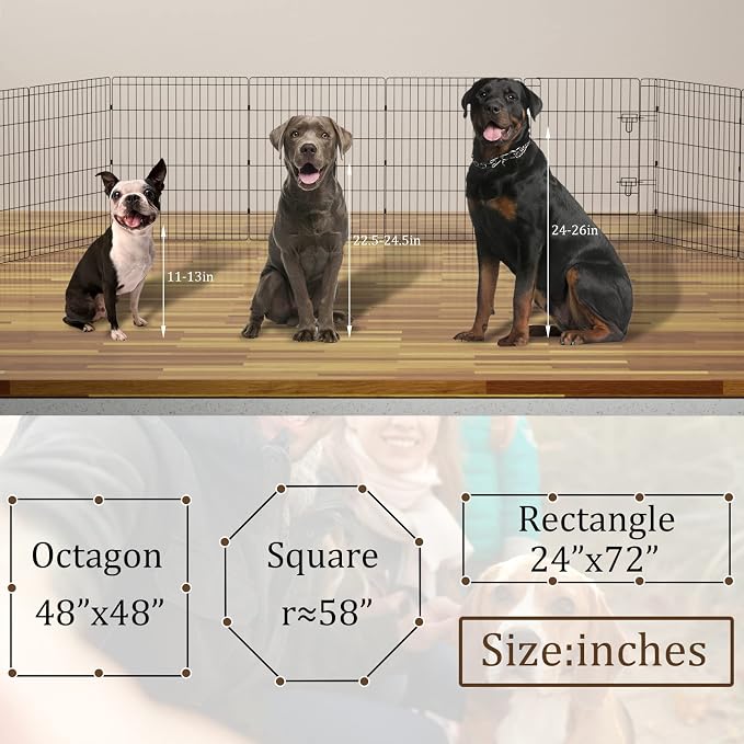 Artmalle Dog Playpen 30 Inch, Foldable Metal Puppy Exercise Pen with Door, 8 Panels Indoor Outdoor Pet Fence, Portable Dog Pen for Small Dogs, Cats, Rabbits, Ducks, Black