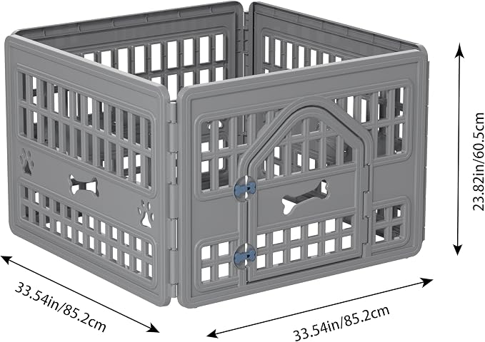 4-Panel Dog Pen Indoor Resin Dog Crate Easy Assemble, Fold It Down, for Dogs Indoor Small, Portable Dog House for Puppies