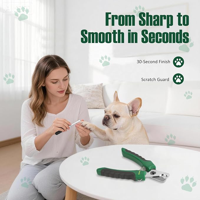 Ergonomic Dog Nail Clippers with Nail File, Green