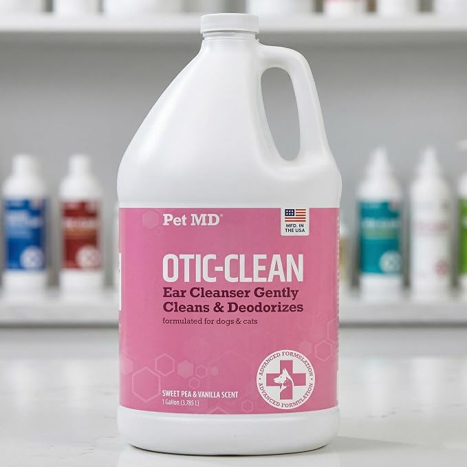 Pet MD Otic-Clean Dog Ear Cleaner - Veterinarian-Formulated Otic Ear Solution for Dogs & Cats - Pet Ear Cleaner for Itch, Odor, & Wax Buildup - Deodorizing Cat Ear Cleaner Solution - 1 Gallon