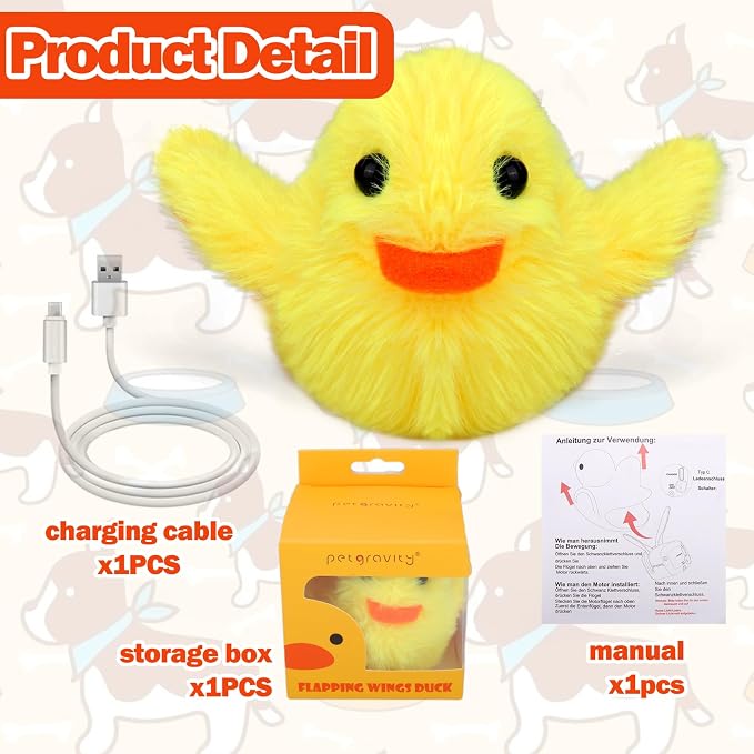 Mity rain Interactive Dog Toys Duck | Keeps Small, Medium & Large Dogs Busy Indoors & Outdoors - Rechargeable, Plush & Squeaky